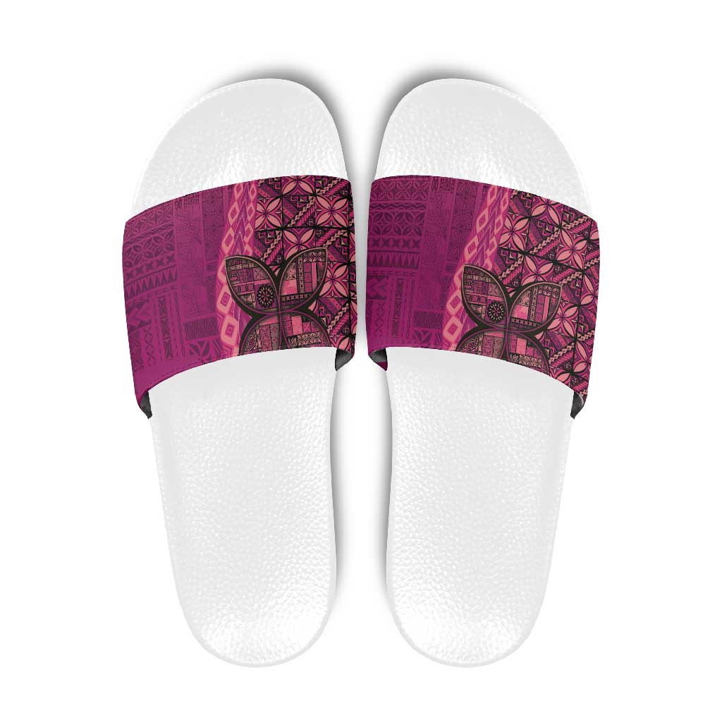 Samoan Pacific Tribal Flower Geometric Art Tattoos Slide Sandals Siapo Pattern Romantic Rose - Polynesian Pride