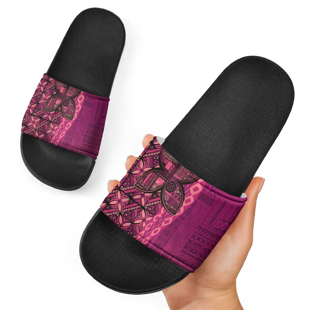 Samoan Pacific Tribal Flower Geometric Art Tattoos Slide Sandals Siapo Pattern Romantic Rose - Polynesian Pride