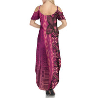Samoan Pacific Tribal Flower Geometric Art Tattoos Summer Maxi Dress Siapo Pattern Romantic Rose - Polynesian Pride