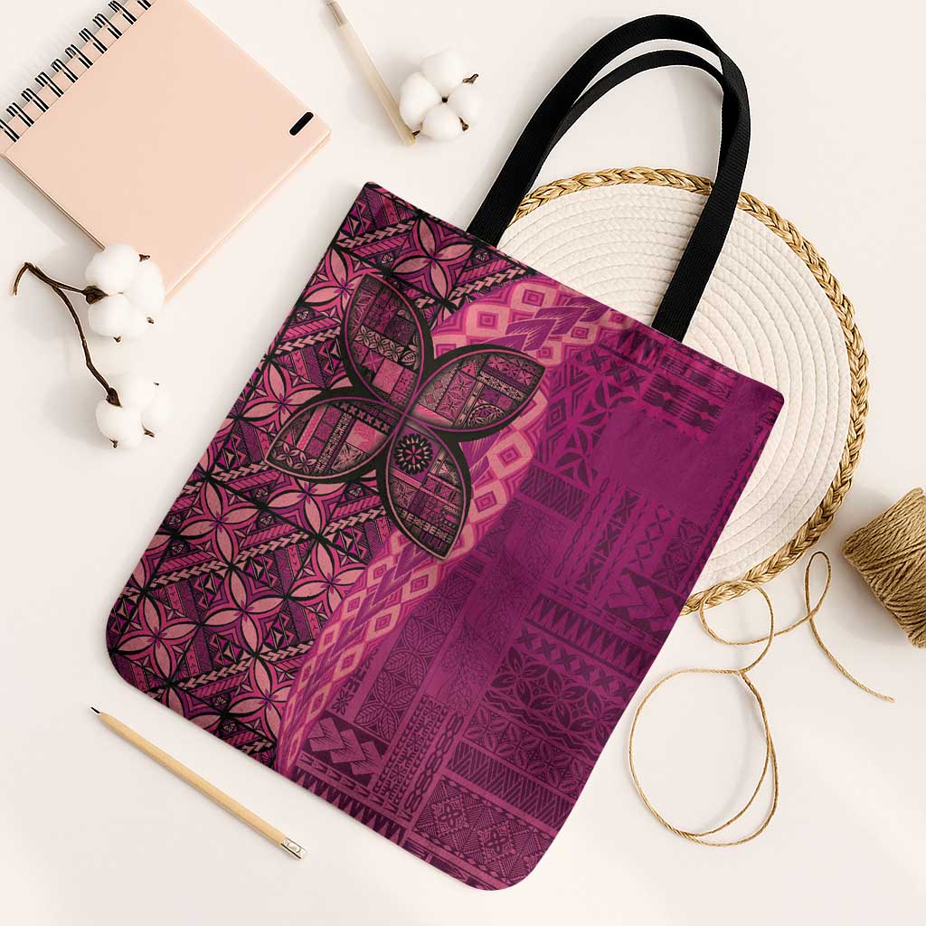 Samoan Pacific Tribal Flower Geometric Art Tattoos Tote Bag Siapo Pattern Romantic Rose - Polynesian Pride