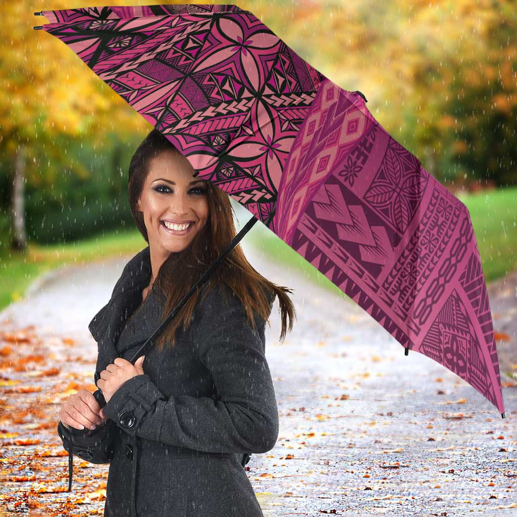 Samoan Pacific Tribal Flower Geometric Art Tattoos Umbrella Siapo Pattern Romantic Rose - Polynesian Pride