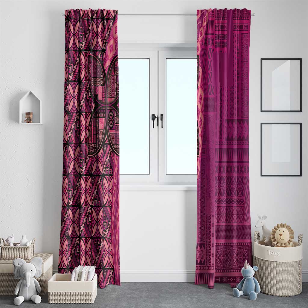 Samoan Pacific Tribal Flower Geometric Art Tattoos Window Curtain Siapo Pattern Romantic Rose - Polynesian Pride