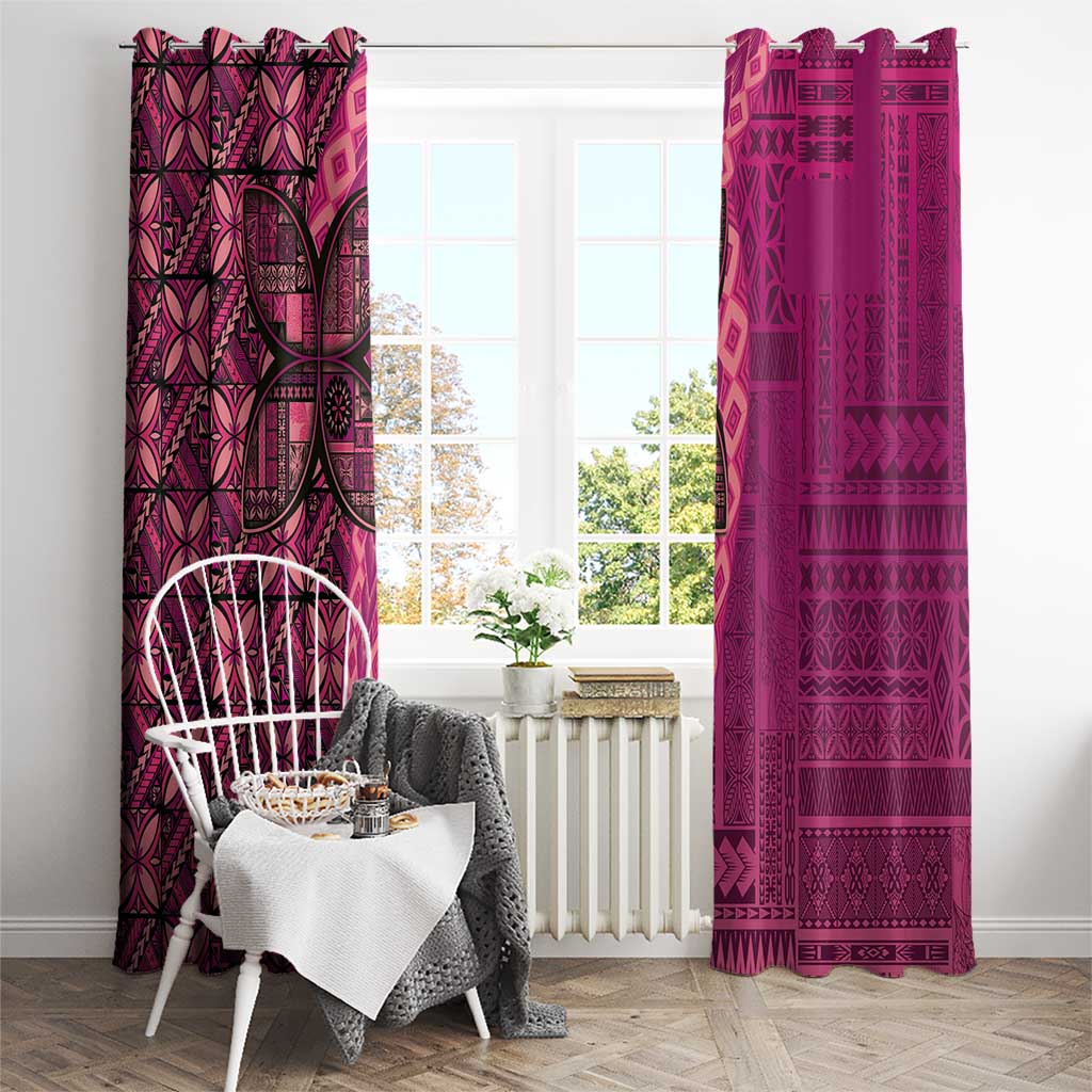 Samoan Pacific Tribal Flower Geometric Art Tattoos Window Curtain Siapo Pattern Romantic Rose - Polynesian Pride