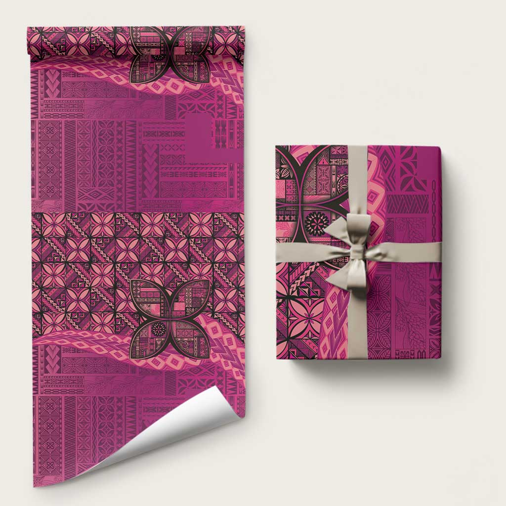 Samoan Pacific Tribal Flower Geometric Art Tattoos Wrapping Paper Siapo Pattern Romantic Rose - Polynesian Pride