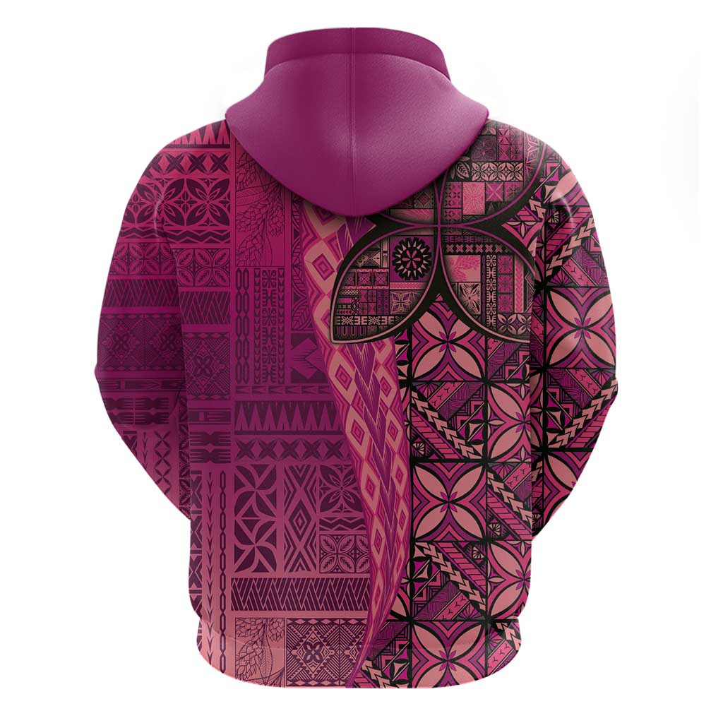 Samoan Pacific Tribal Flower Geometric Art Tattoos Zip Hoodie Siapo Pattern Romantic Rose LT03 - Polynesian Pride