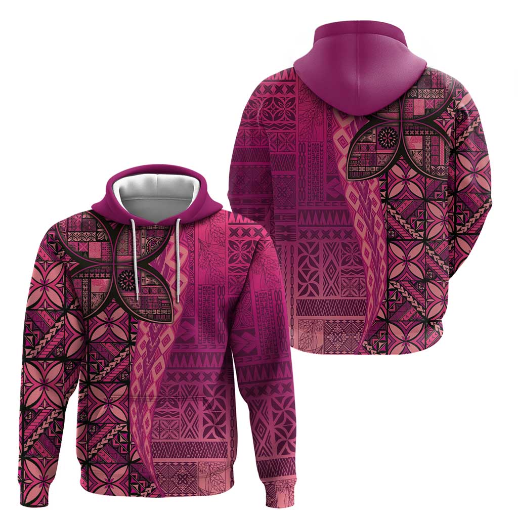 Samoan Pacific Tribal Flower Geometric Art Tattoos Zip Hoodie Siapo Pattern Romantic Rose LT03 - Polynesian Pride