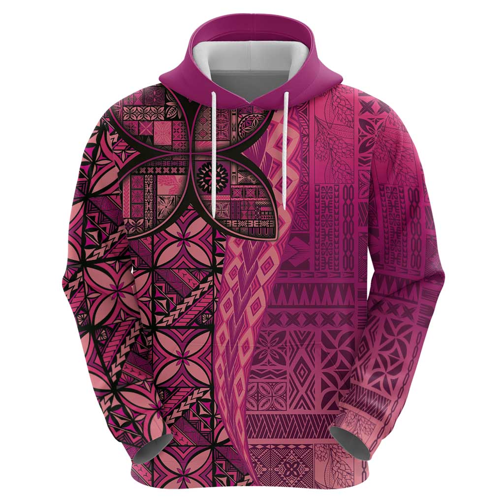 Samoan Pacific Tribal Flower Geometric Art Tattoos Zip Hoodie Siapo Pattern Romantic Rose LT03 - Polynesian Pride