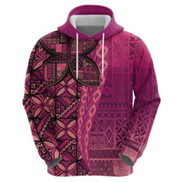 Samoan Pacific Tribal Flower Geometric Art Tattoos Zip Hoodie Siapo Pattern Romantic Rose LT03 - Polynesian Pride