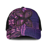 Samoan Pacific Tribal Flower Geometric Art Tattoos Baseball Net Cap Siapo Pattern Purple Haze - Polynesian Pride