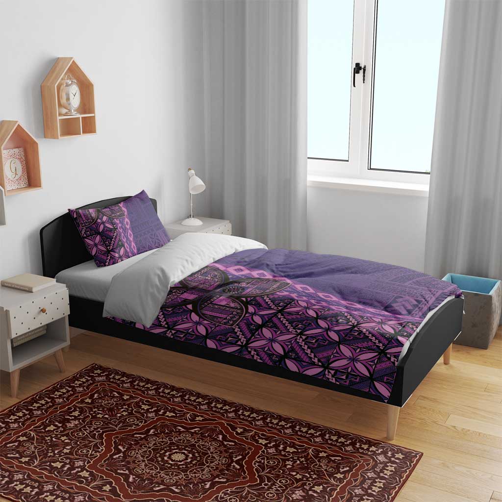 Samoan Pacific Tribal Flower Geometric Art Tattoos Bedding Set Siapo Pattern Purple Haze - Polynesian Pride