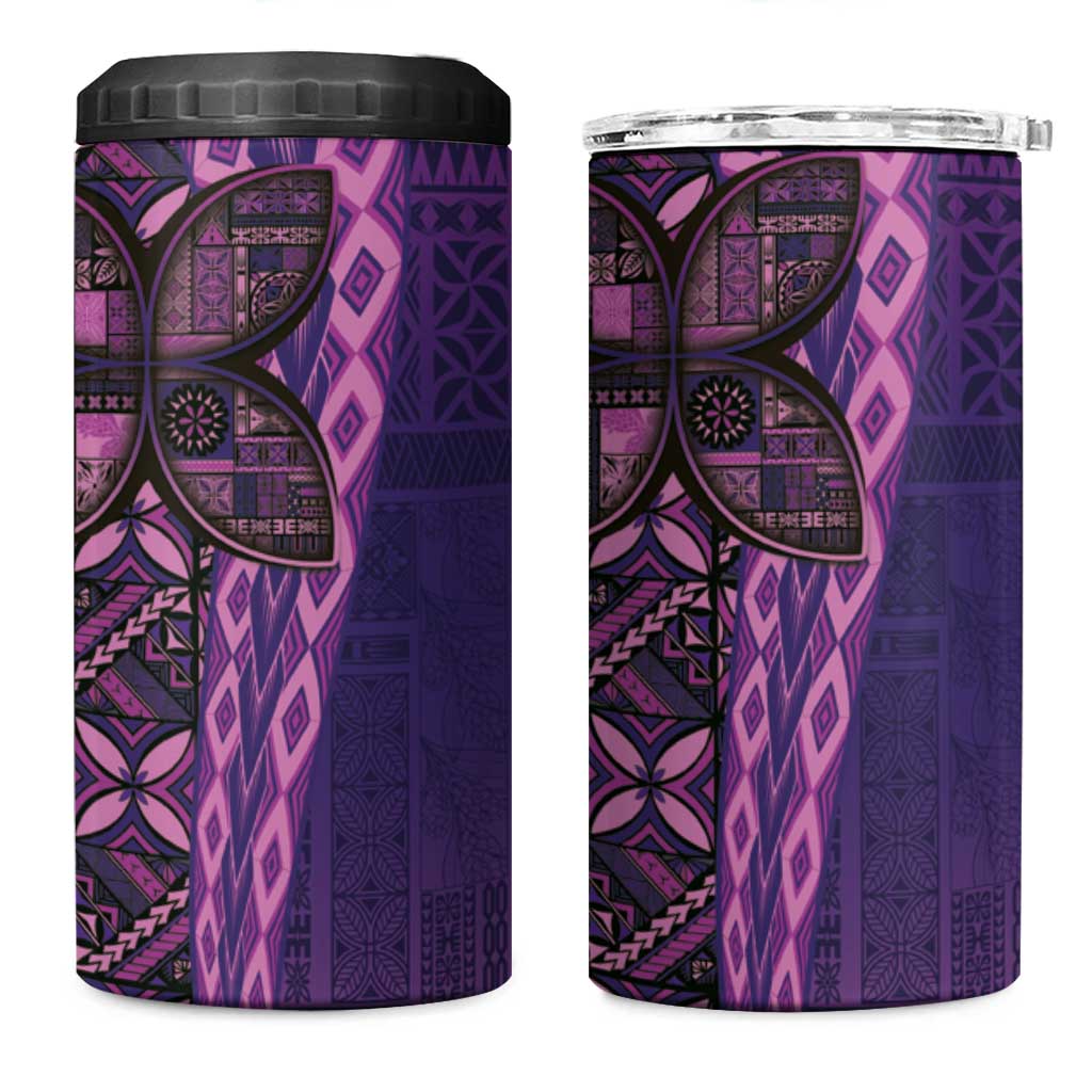 Samoan Pacific Tribal Flower Geometric Art Tattoos 4 in 1 Can Cooler Tumbler Siapo Pattern Purple Haze LT03 One Size: 16 oz Purple - Polynesian Pride