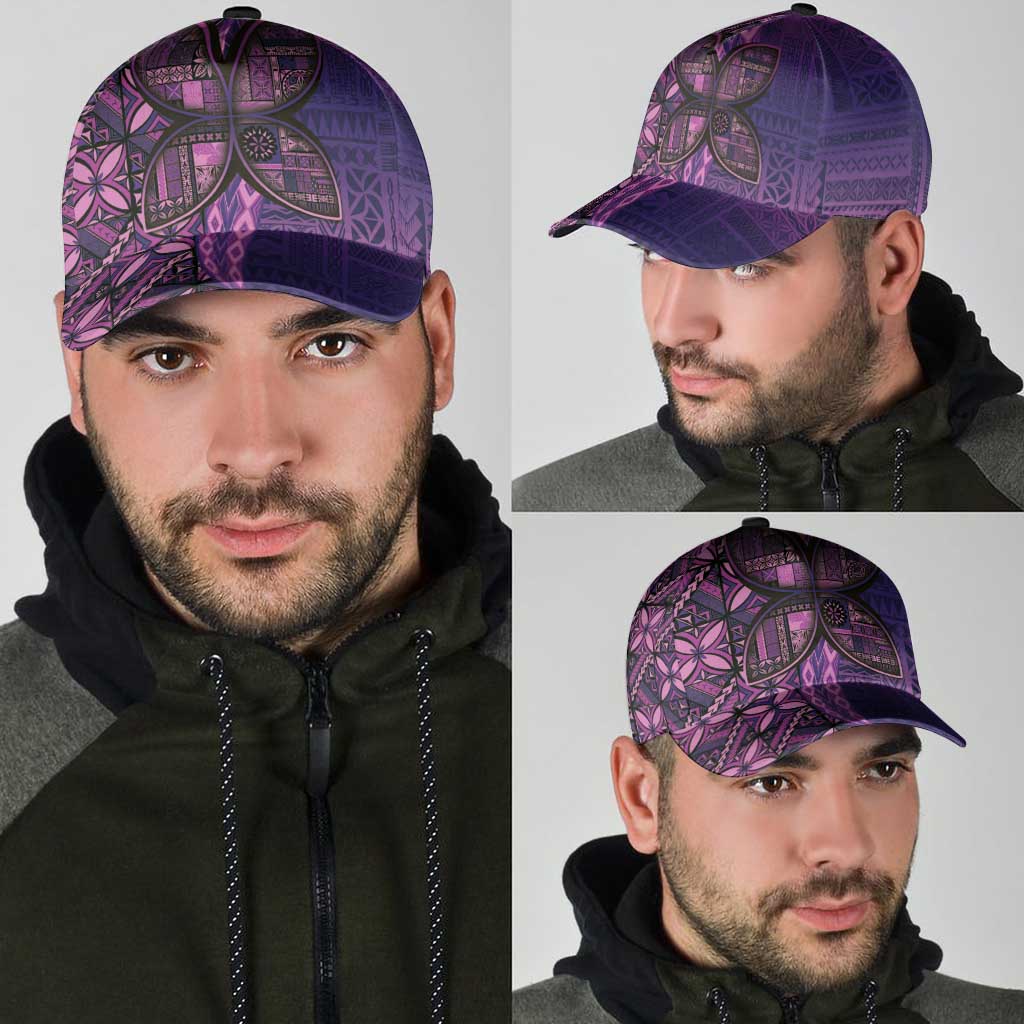 Samoan Pacific Tribal Flower Geometric Art Tattoos Classic Cap Siapo Pattern Purple Haze - Polynesian Pride