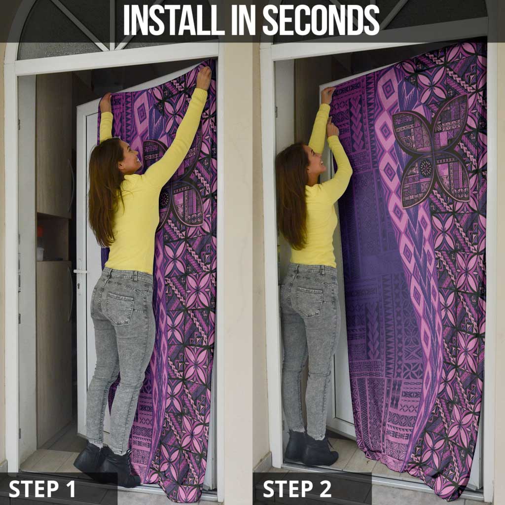 Samoan Pacific Tribal Flower Geometric Art Tattoos Door Cover Siapo Pattern Purple Haze - Polynesian Pride