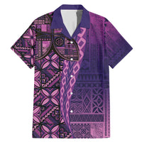 Samoan Pacific Tribal Flower Geometric Art Tattoos Family Matching Mermaid Dress and Hawaiian Shirt Siapo Pattern Purple Haze LT03 Dad's Shirt - Short Sleeve Purple - Polynesian Pride
