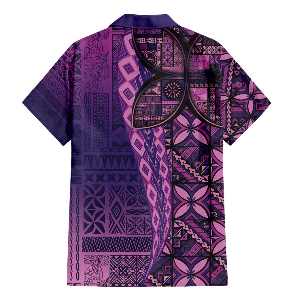 Samoan Pacific Tribal Flower Geometric Art Tattoos Family Matching Mermaid Dress and Hawaiian Shirt Siapo Pattern Purple Haze LT03 - Polynesian Pride