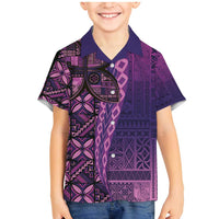 Samoan Pacific Tribal Flower Geometric Art Tattoos Family Matching Mermaid Dress and Hawaiian Shirt Siapo Pattern Purple Haze LT03 Son's Shirt Purple - Polynesian Pride