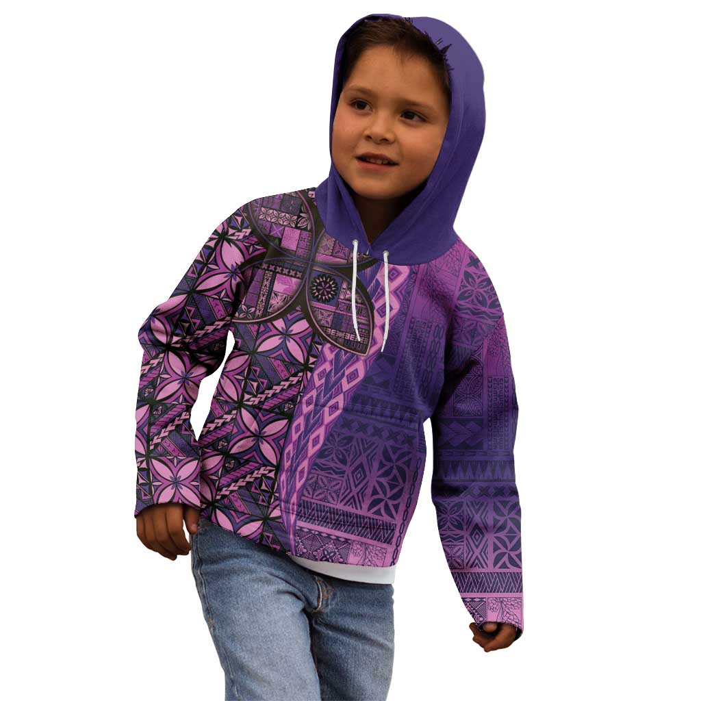 Samoan Pacific Tribal Flower Geometric Art Tattoos Kid Hoodie Siapo Pattern Purple Haze LT03 - Polynesian Pride