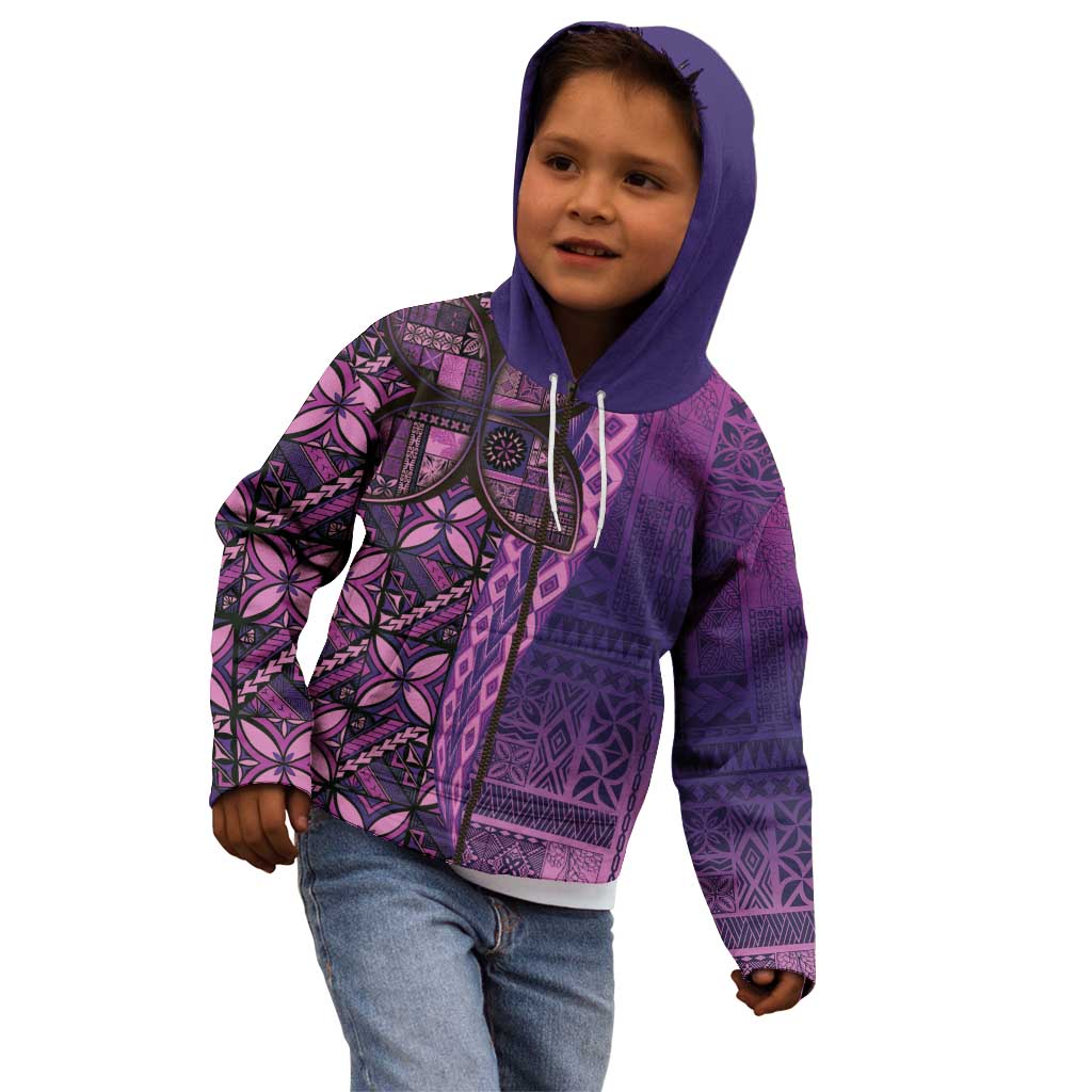 Samoan Pacific Tribal Flower Geometric Art Tattoos Kid Hoodie Siapo Pattern Purple Haze LT03 - Polynesian Pride