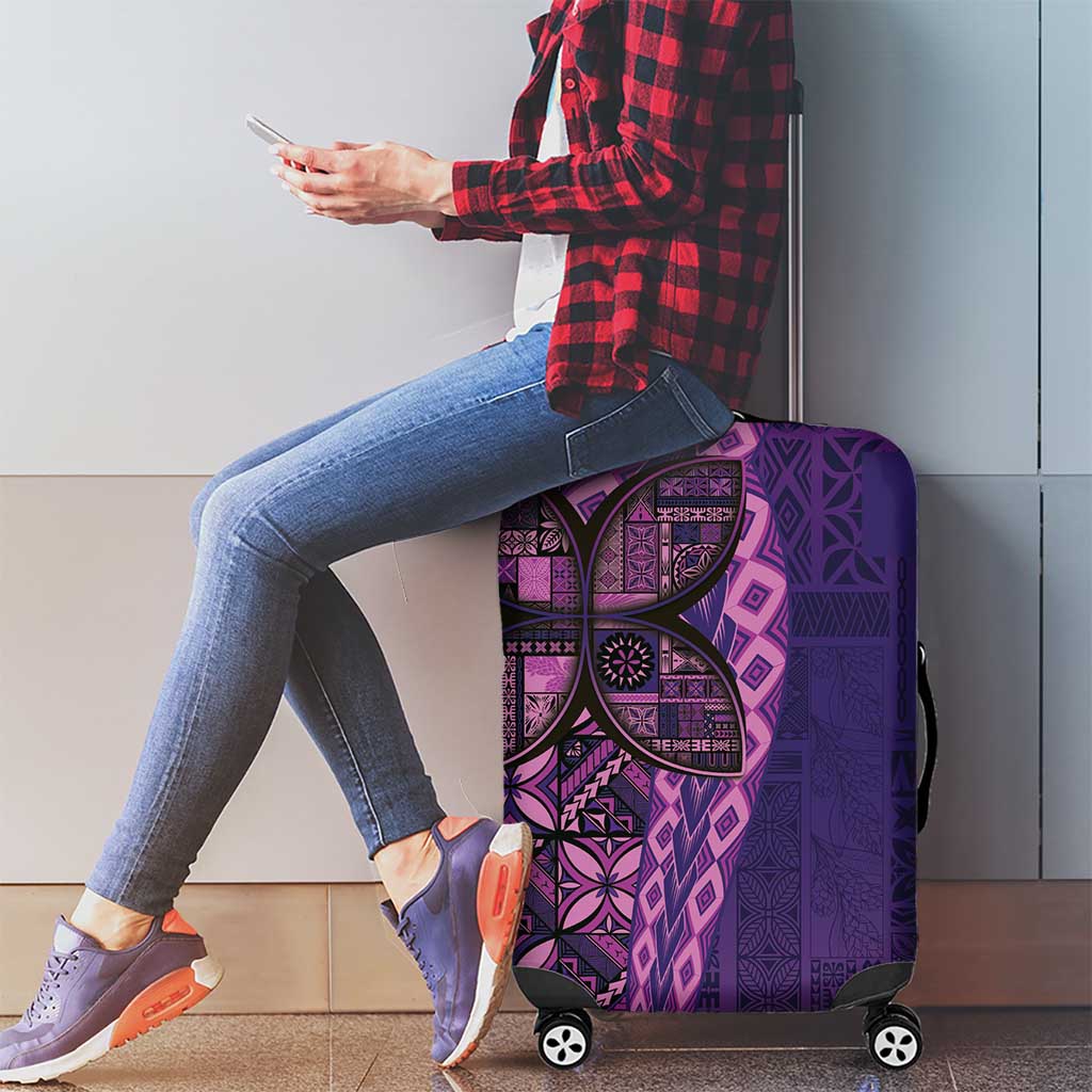 Samoan Pacific Tribal Flower Geometric Art Tattoos Luggage Cover Siapo Pattern Purple Haze - Polynesian Pride