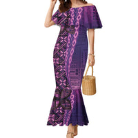 Samoan Pacific Tribal Flower Geometric Art Tattoos Mermaid Dress Siapo Pattern Purple Haze LT03 Women Purple - Polynesian Pride
