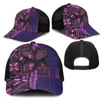 Samoan Pacific Tribal Flower Geometric Art Tattoos Mesh Trucker Cap Siapo Pattern Purple Haze - Polynesian Pride