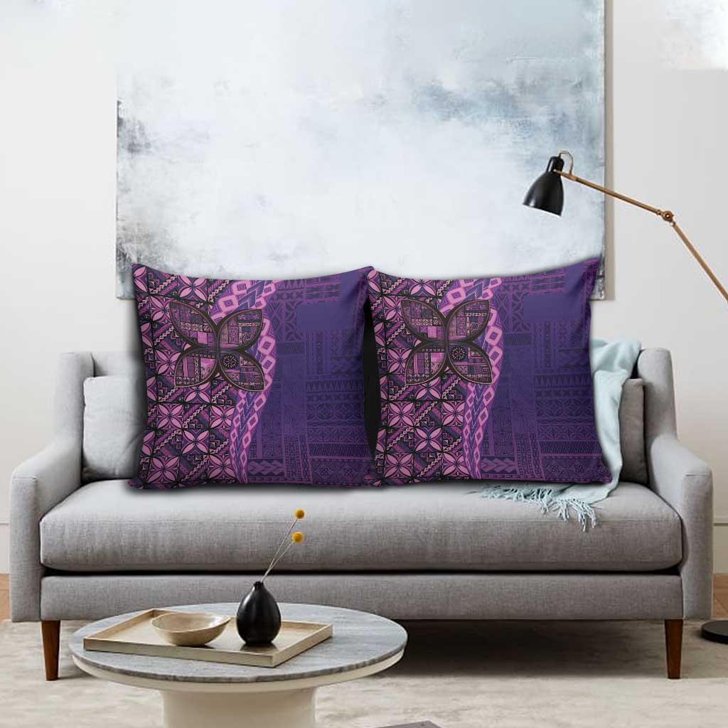 Samoan Pacific Tribal Flower Geometric Art Tattoos Pillow Cover Siapo Pattern Purple Haze - Polynesian Pride