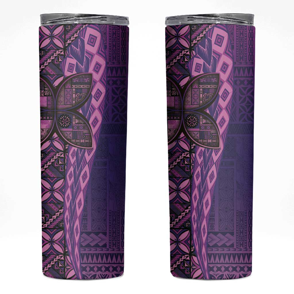 Samoan Pacific Tribal Flower Geometric Art Tattoos Skinny Tumbler Siapo Pattern Purple Haze LT03 Purple - Polynesian Pride