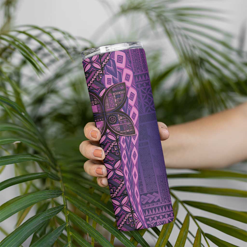 Samoan Pacific Tribal Flower Geometric Art Tattoos Skinny Tumbler Siapo Pattern Purple Haze LT03 - Polynesian Pride