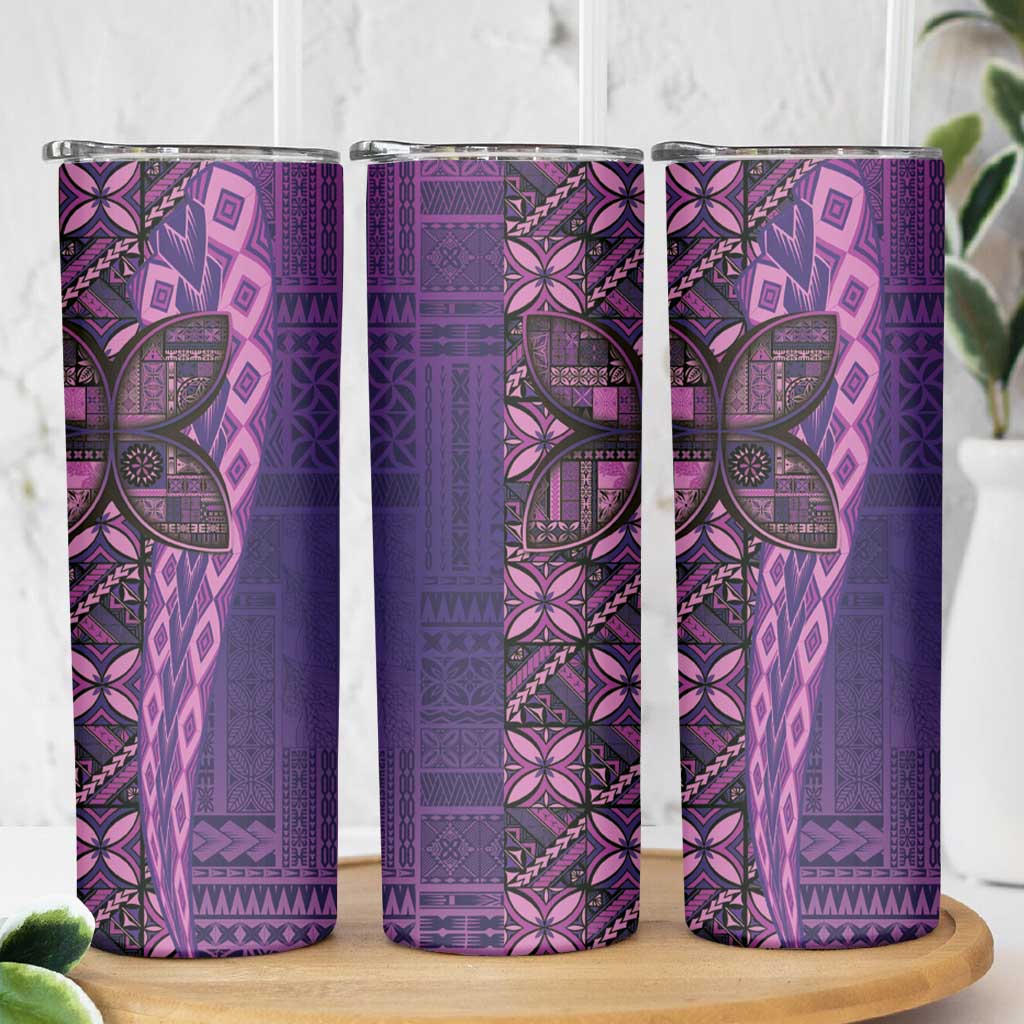 Samoan Pacific Tribal Flower Geometric Art Tattoos Skinny Tumbler Siapo Pattern Purple Haze LT03 - Polynesian Pride