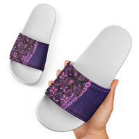 Samoan Pacific Tribal Flower Geometric Art Tattoos Slide Sandals Siapo Pattern Purple Haze - Polynesian Pride