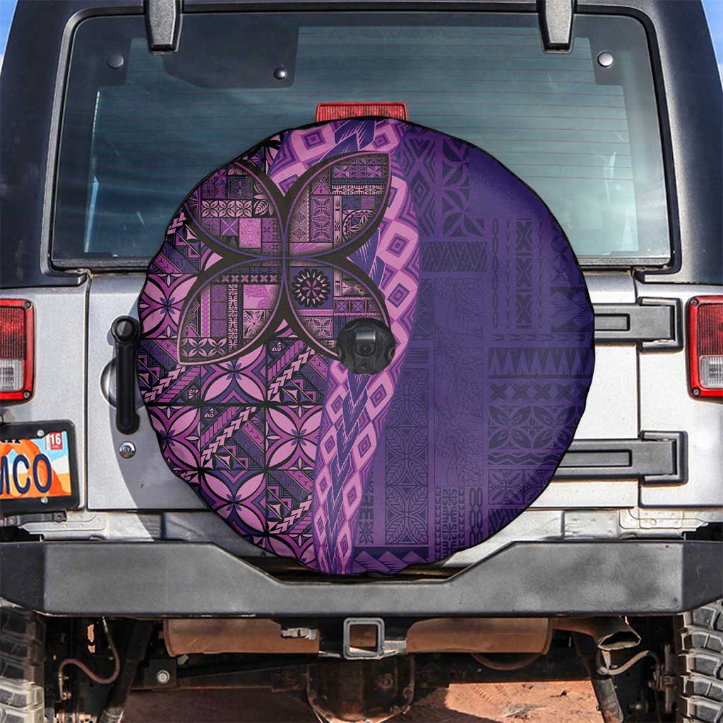 Samoan Pacific Tribal Flower Geometric Art Tattoos Spare Tire Cover Siapo Pattern Purple Haze LT03 Purple - Polynesian Pride