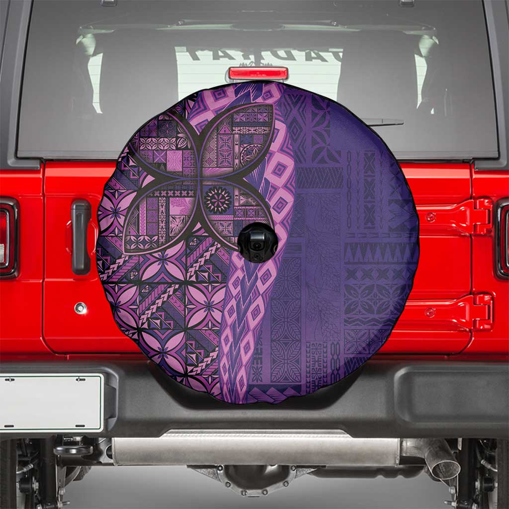 Samoan Pacific Tribal Flower Geometric Art Tattoos Spare Tire Cover Siapo Pattern Purple Haze LT03 - Polynesian Pride