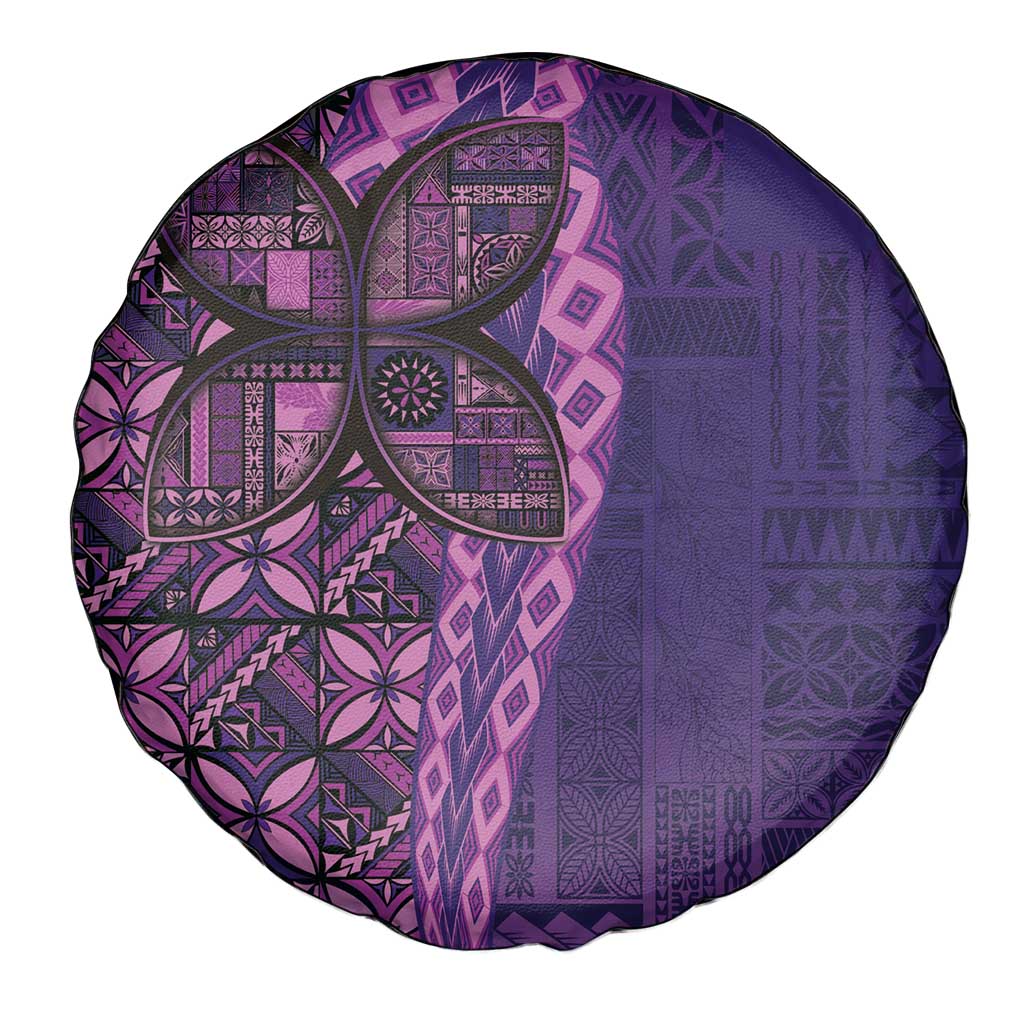 Samoan Pacific Tribal Flower Geometric Art Tattoos Spare Tire Cover Siapo Pattern Purple Haze LT03 - Polynesian Pride