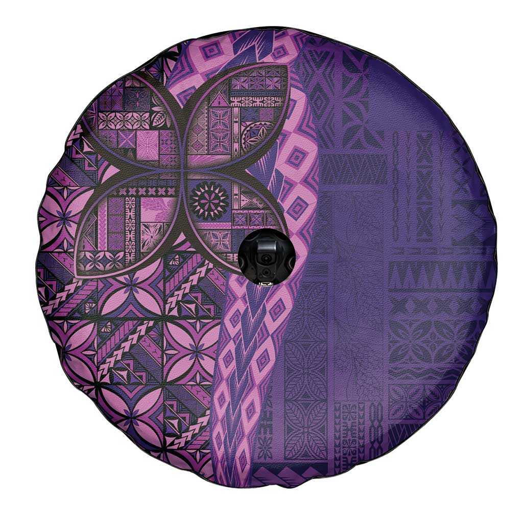 Samoan Pacific Tribal Flower Geometric Art Tattoos Spare Tire Cover Siapo Pattern Purple Haze LT03 - Polynesian Pride