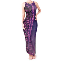 Samoan Pacific Tribal Flower Geometric Art Tattoos Tank Maxi Dress Siapo Pattern Purple Haze LT03 Women Purple - Polynesian Pride