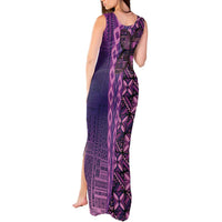 Samoan Pacific Tribal Flower Geometric Art Tattoos Tank Maxi Dress Siapo Pattern Purple Haze LT03 - Polynesian Pride