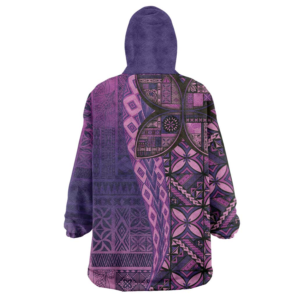 Samoan Pacific Tribal Flower Geometric Art Tattoos Wearable Blanket Hoodie Siapo Pattern Purple Haze LT03 - Polynesian Pride