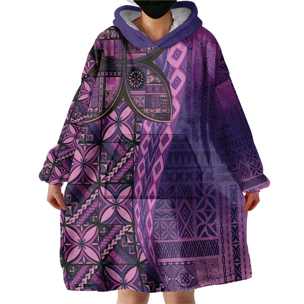 Samoan Pacific Tribal Flower Geometric Art Tattoos Wearable Blanket Hoodie Siapo Pattern Purple Haze LT03 - Polynesian Pride
