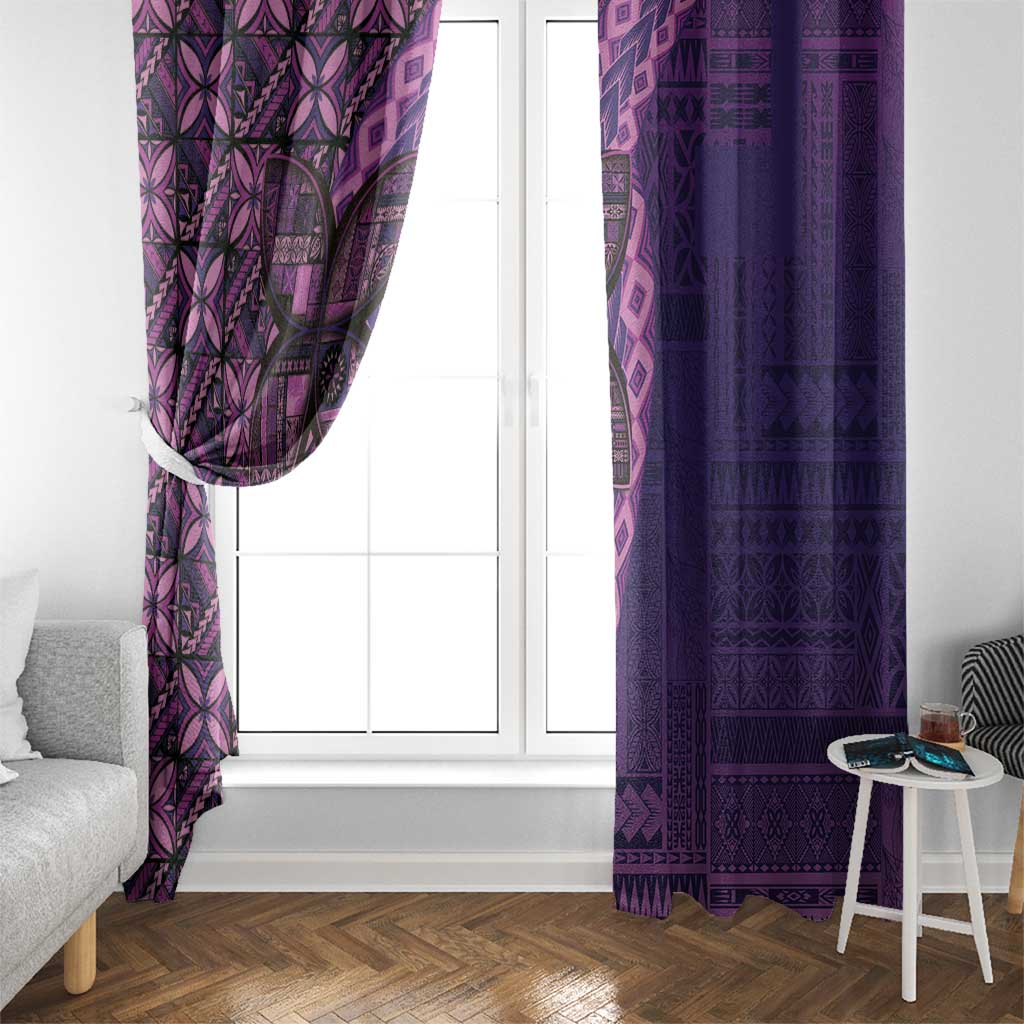 Samoan Pacific Tribal Flower Geometric Art Tattoos Window Curtain Siapo Pattern Purple Haze - Polynesian Pride