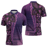 Samoan Pacific Tribal Flower Geometric Art Tattoos Zipper Polo Shirt Siapo Pattern Purple Haze LT03 - Polynesian Pride
