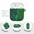Samoan Pacific Tribal Flower Geometric Art Tattoos AirPods Case Siapo Pattern Emerald Glow - Polynesian Pride