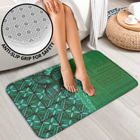 Samoan Pacific Tribal Flower Geometric Art Tattoos Bathroom Set Siapo Pattern Emerald Glow - Polynesian Pride