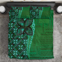 Samoan Pacific Tribal Flower Geometric Art Tattoos Bedding Set Siapo Pattern Emerald Glow LT03 Green - Polynesian Pride