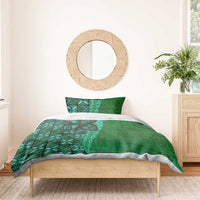 Samoan Pacific Tribal Flower Geometric Art Tattoos Bedding Set Siapo Pattern Emerald Glow LT03 - Polynesian Pride