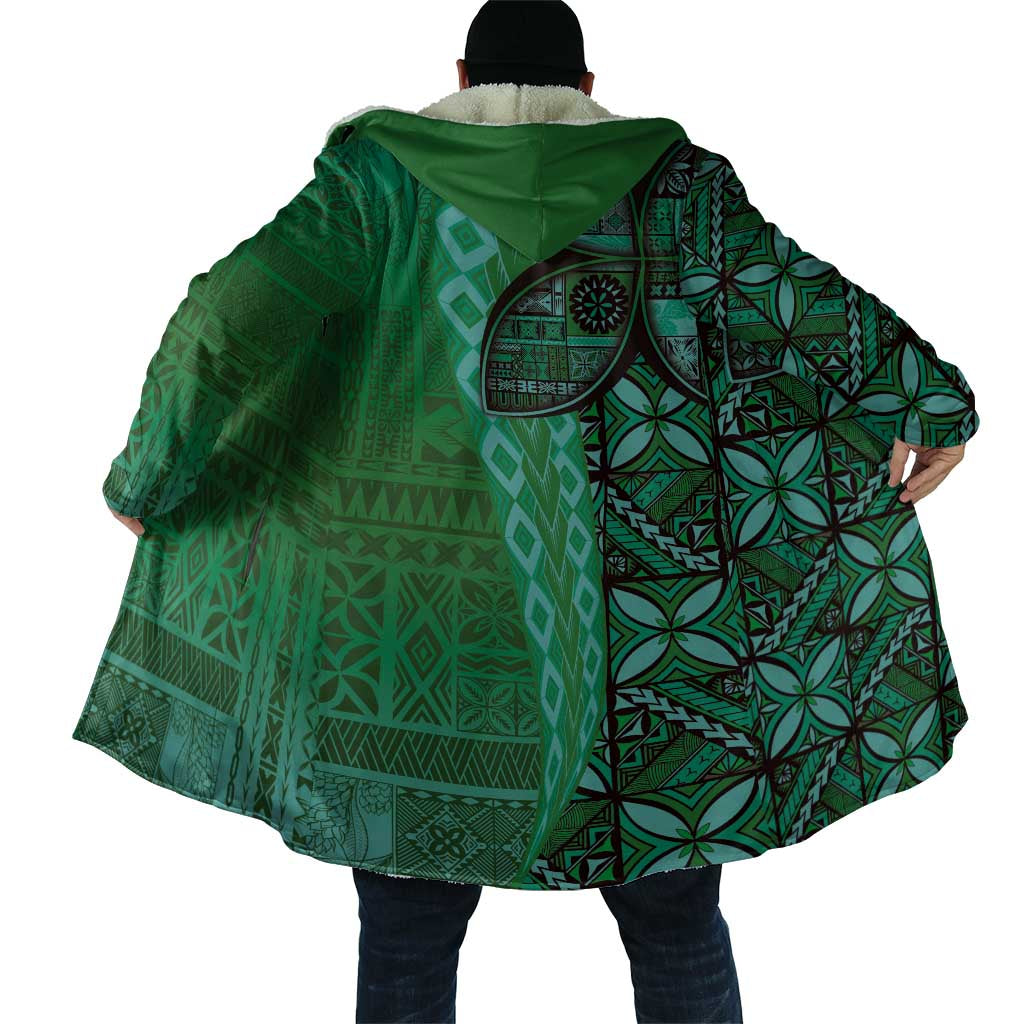 Samoan Pacific Tribal Flower Geometric Art Tattoos Cloak Siapo Pattern Emerald Glow LT03 - Polynesian Pride