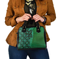 Samoan Pacific Tribal Flower Geometric Art Tattoos Shoulder Handbag Siapo Pattern Emerald Glow - Polynesian Pride