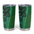 Samoan Pacific Tribal Flower Geometric Art Tattoos Tumbler Cup Siapo Pattern Emerald Glow - Polynesian Pride