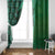 Samoan Pacific Tribal Flower Geometric Art Tattoos Window Curtain Siapo Pattern Emerald Glow - Polynesian Pride