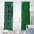 Samoan Pacific Tribal Flower Geometric Art Tattoos Window Curtain Siapo Pattern Emerald Glow - Polynesian Pride
