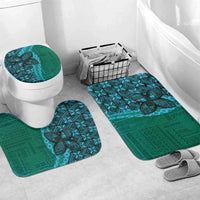 Samoan Pacific Tribal Flower Geometric Art Tattoos Bathroom Set Siapo Pattern Turquoise Tide - Polynesian Pride